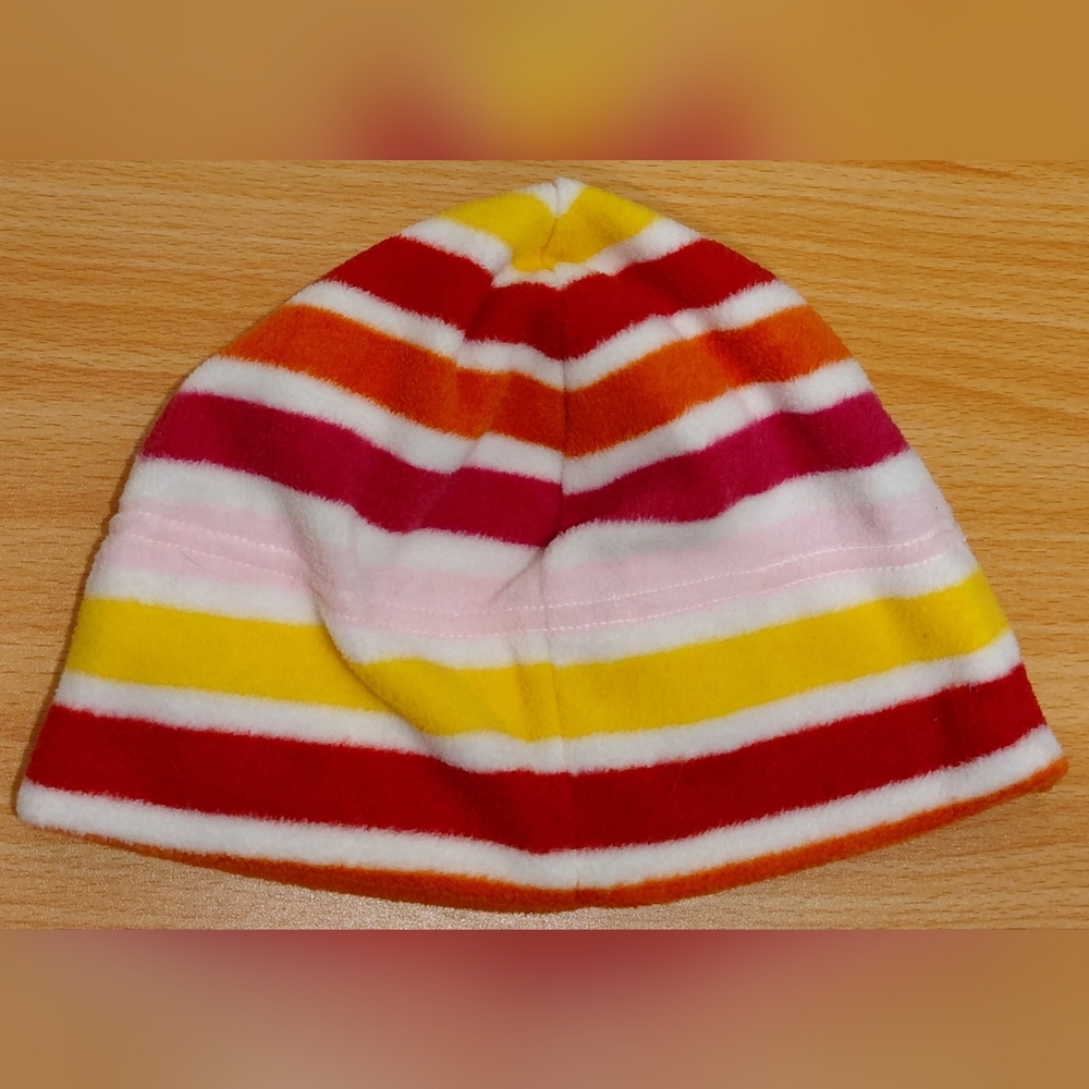 Old Navy One Size Pink Orange Yellow Beanie Fleece Soft Cozy Warm Girly